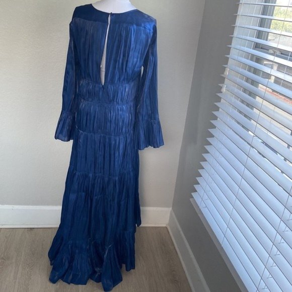 Cinq à Sept long sleeve asymmetric Dress in Dark Blue - Picture 6 of 8